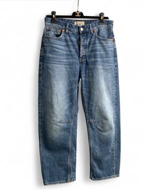 Madewell women’s darted barrel -leg Jeans in a blue wash size 27 #denim #berrel